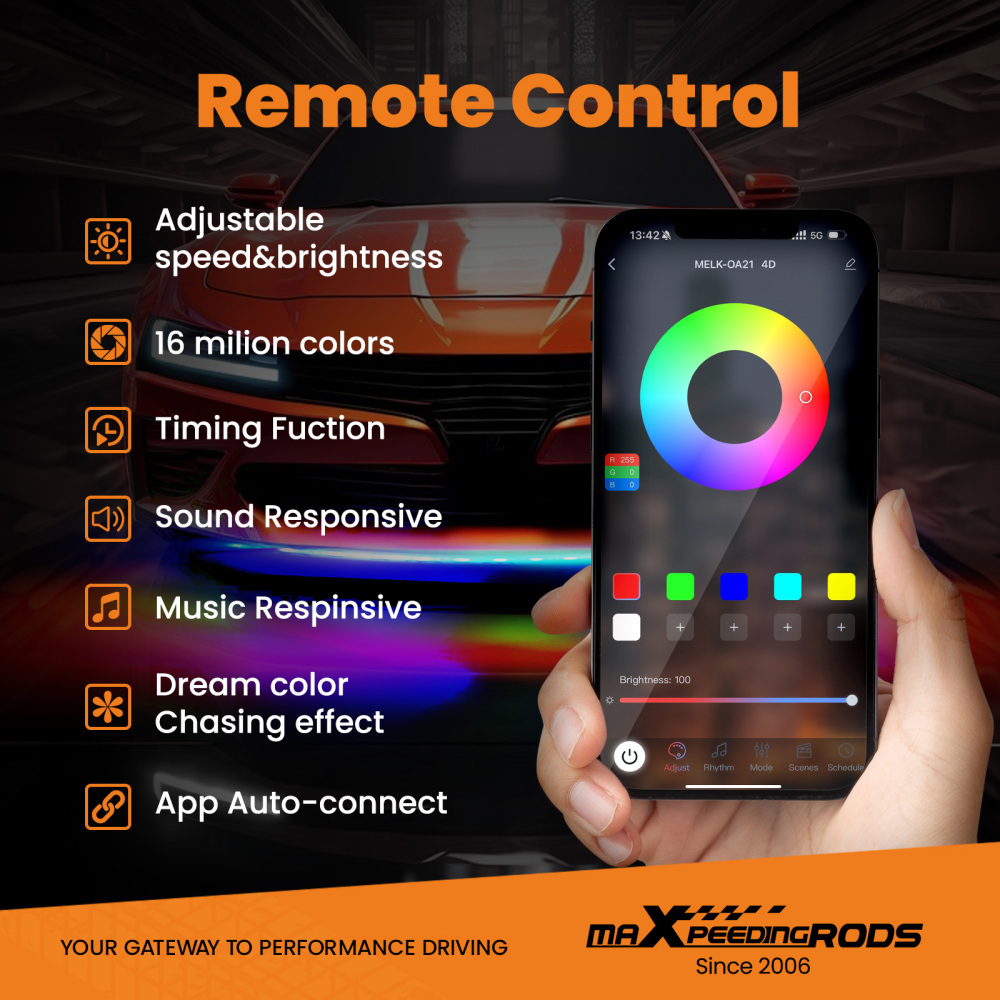 6Pcs Waterproof 12V RGB LED Lights Strip Neon Kit Underbody Under Glow Remote