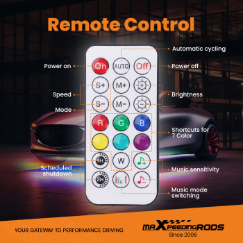 6Pcs Waterproof 12V RGB LED Lights Strip Neon Kit Underbody Under Glow Remote