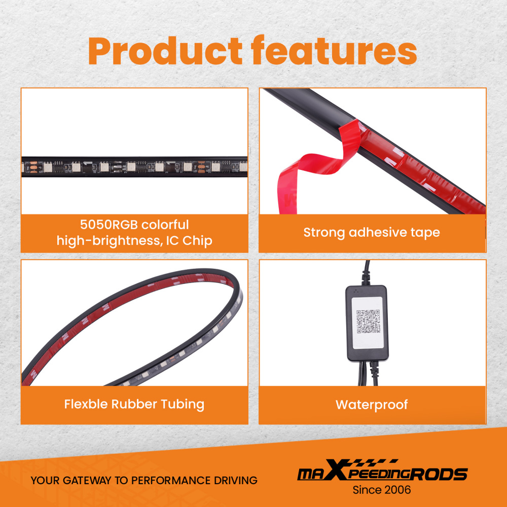 6Pcs Waterproof 12V RGB LED Lights Strip Neon Kit Underbody Under Glow Remote