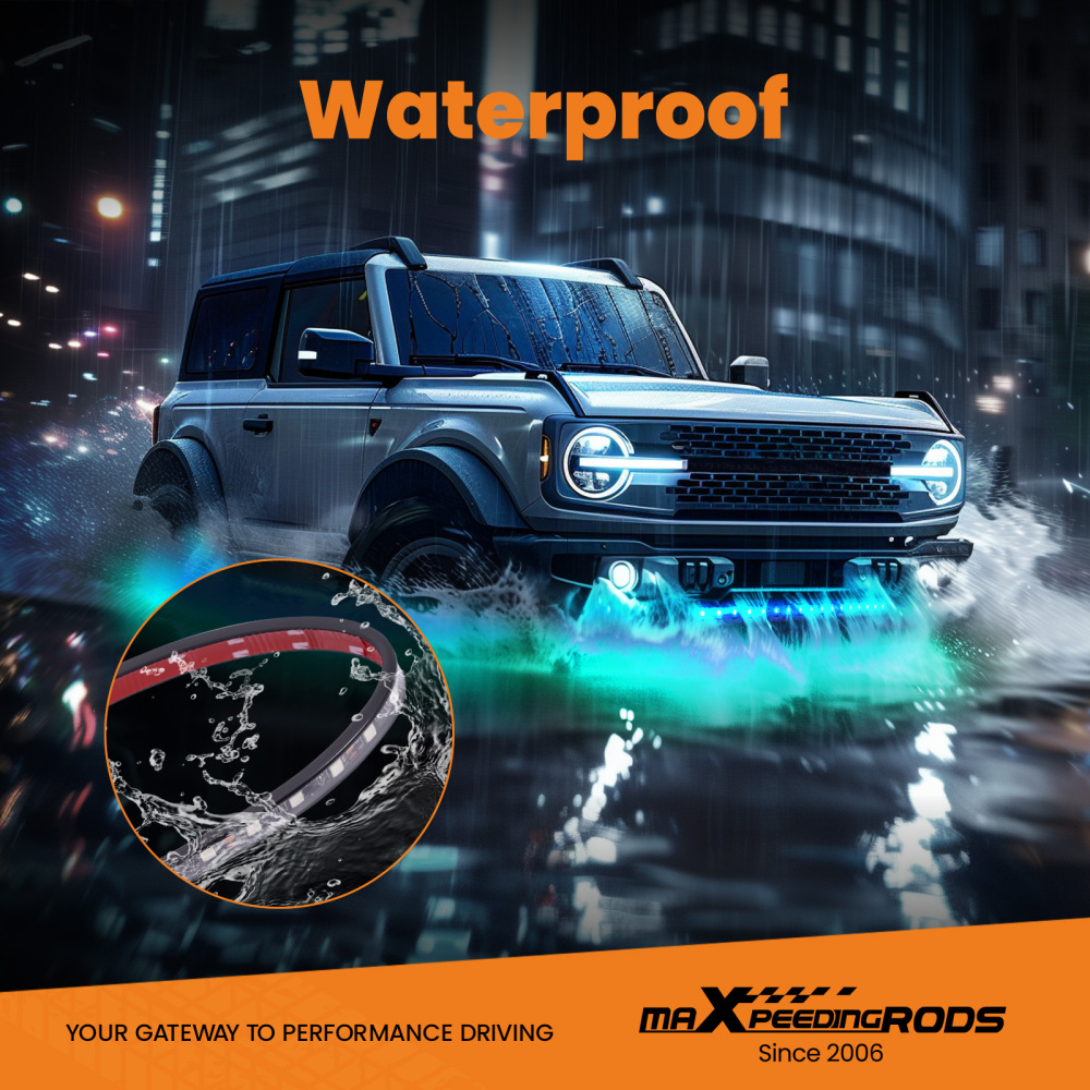 6Pcs Waterproof 12V RGB LED Lights Strip Neon Kit Underbody Under Glow Remote