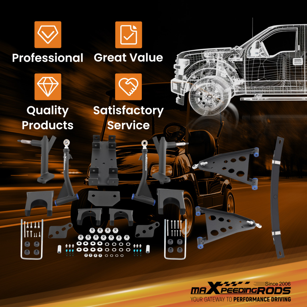 6 Lift Frame Kit for Club Car Precedent 2004+ Steel Urethane Bushing Coated