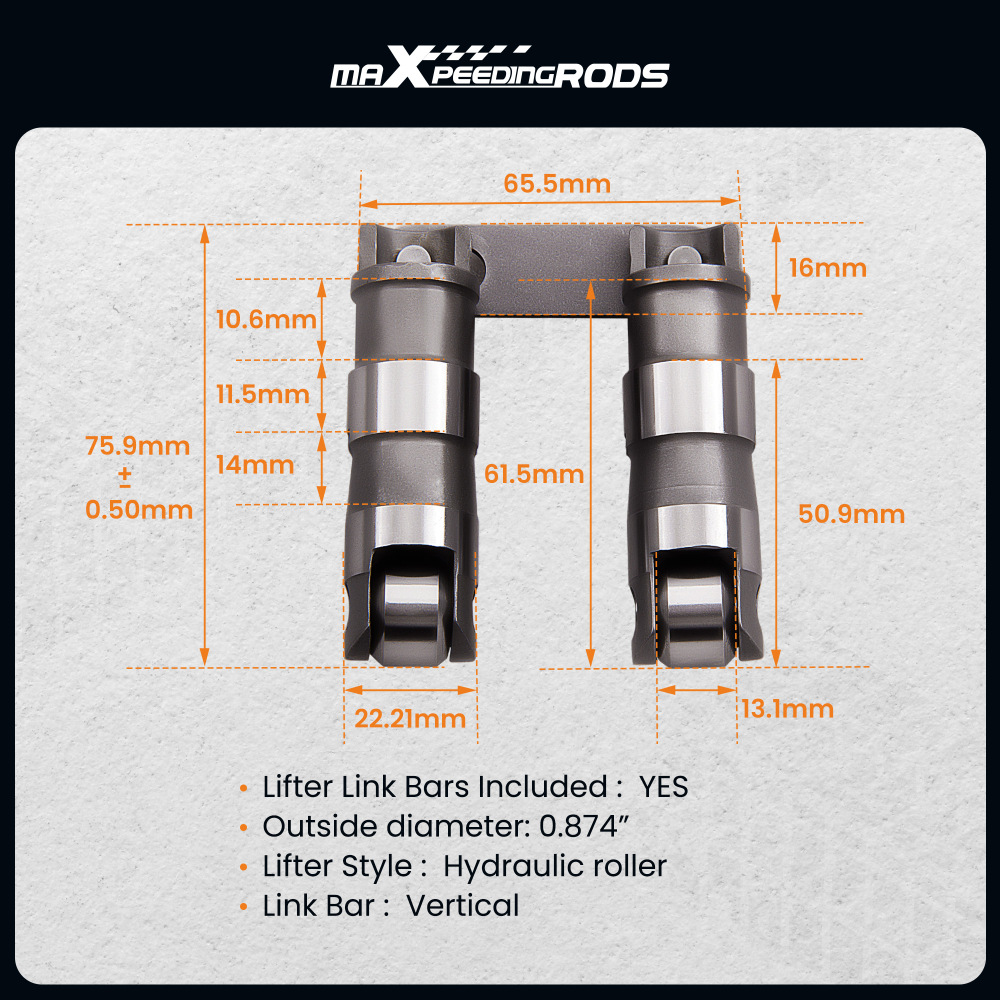 Compatible for Ford 289 400 351 351W Small Block Vertical Bar Hydraulic Roller Lifter 