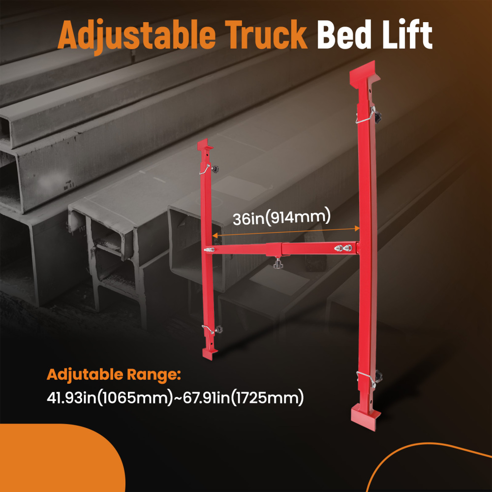 Universal Adjustable Truck Bed Lift for Pickups Trucks Powder Coated Red 800LB