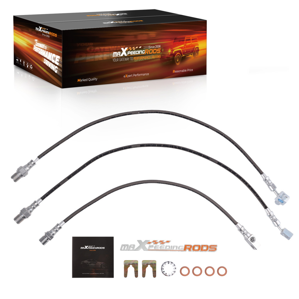 Front Braided Brake Lines compatible for GMC C K 15 25 Jimmy 1971-87 w/ 4-6 Lift Kit