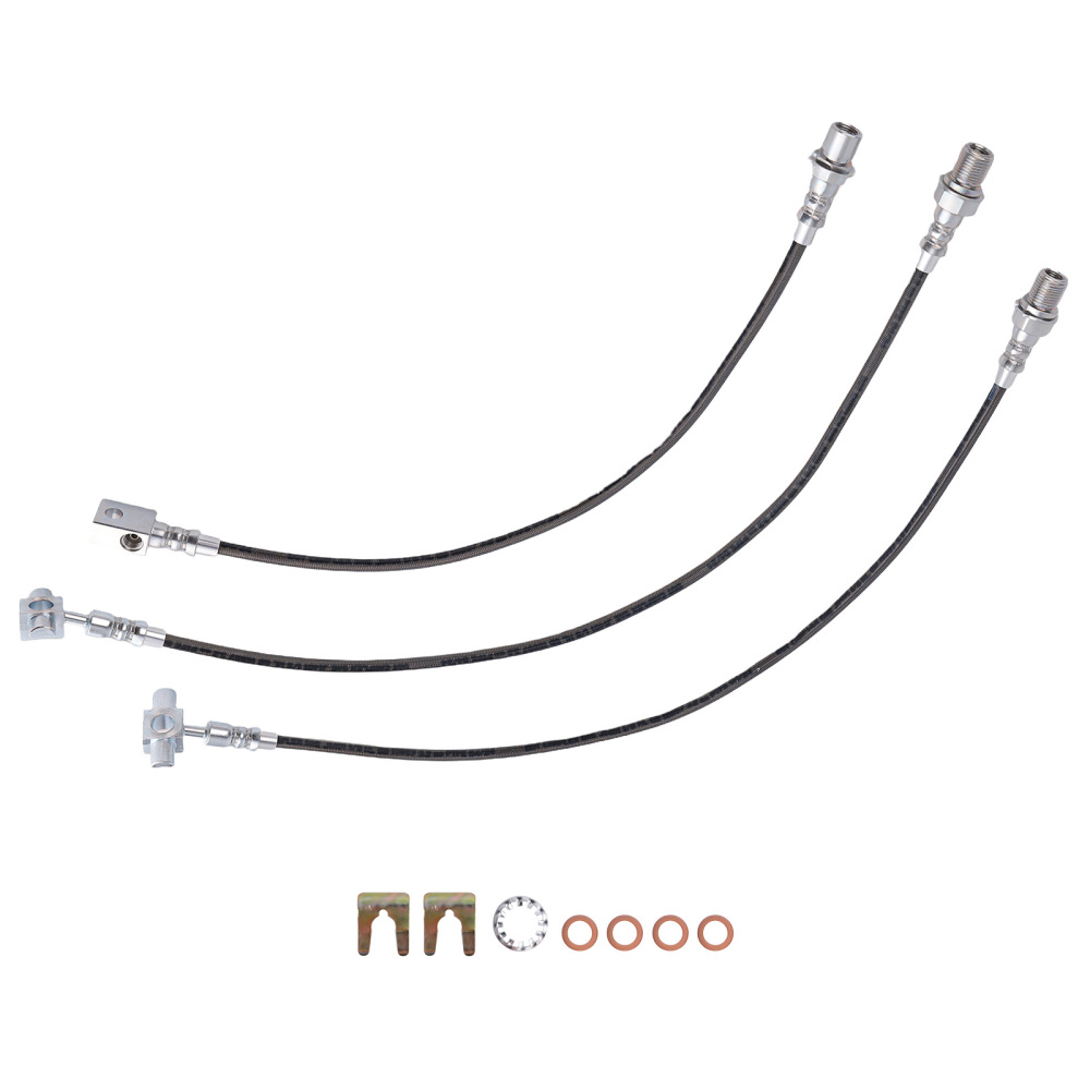 Front Braided Brake Lines compatible for GMC C K 15 25 Jimmy 1971-87 w/ 4-6 Lift Kit