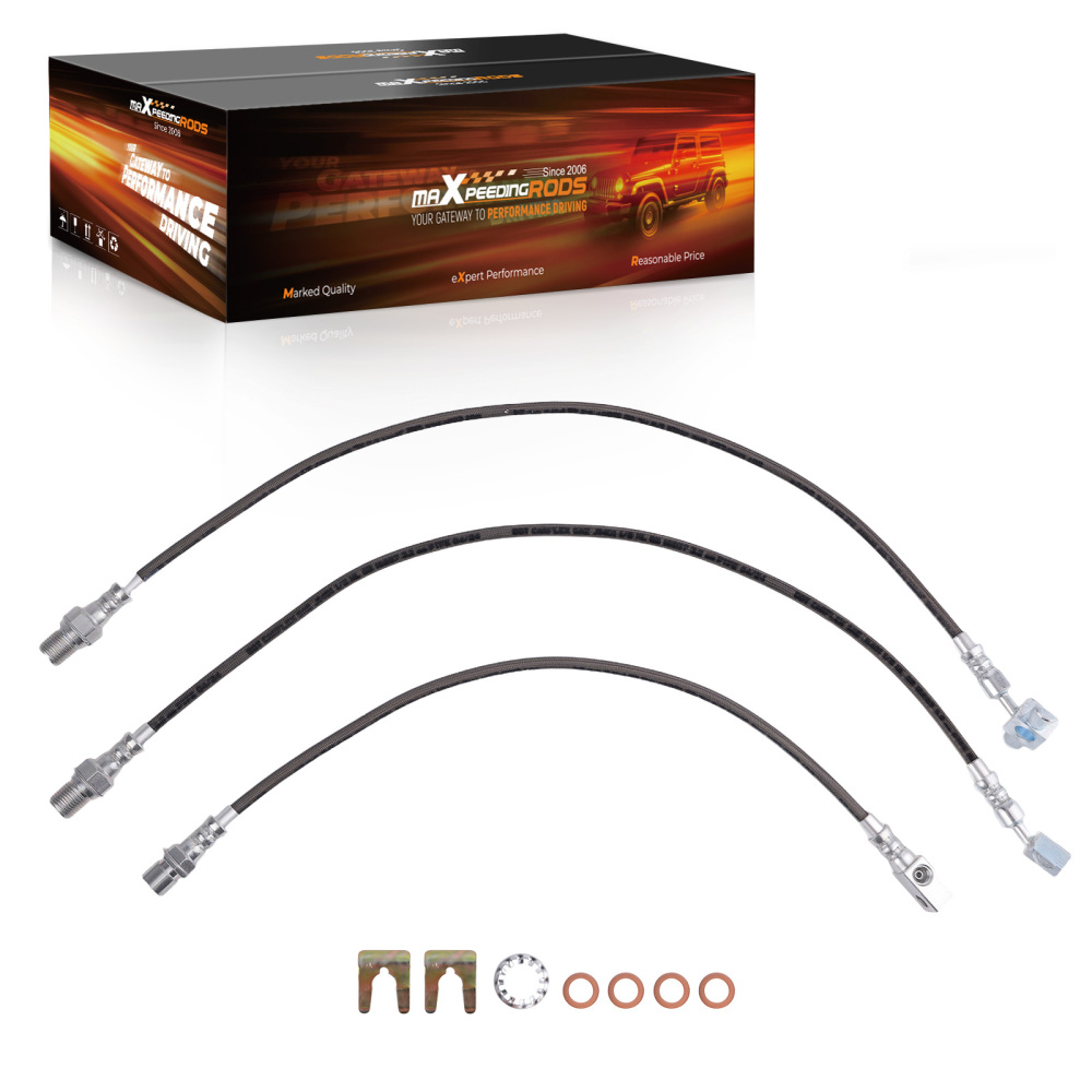 Front Braided Brake Lines compatible for GMC C K 15 25 Jimmy 1971-87 w/ 4-6 Lift Kit