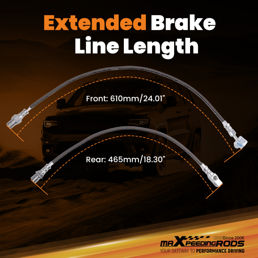 Front Braided Brake Lines compatible for GMC C K 15 25 Jimmy 1971-87 w/ 4-6 Lift Kit