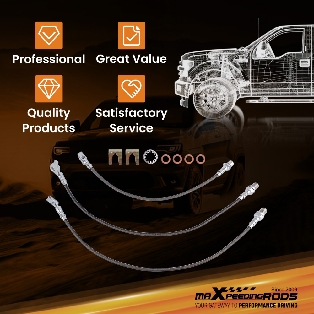 Front Braided Brake Lines compatible for GMC C K 15 25 Jimmy 1971-87 w/ 4-6 Lift Kit