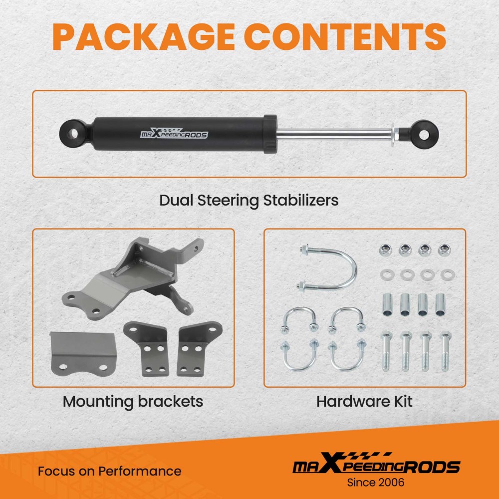 Front Dual Steering Stabilizer compatible for Jeep Wrangler JL/Compatible for Gladiator JT 4WD 18-23