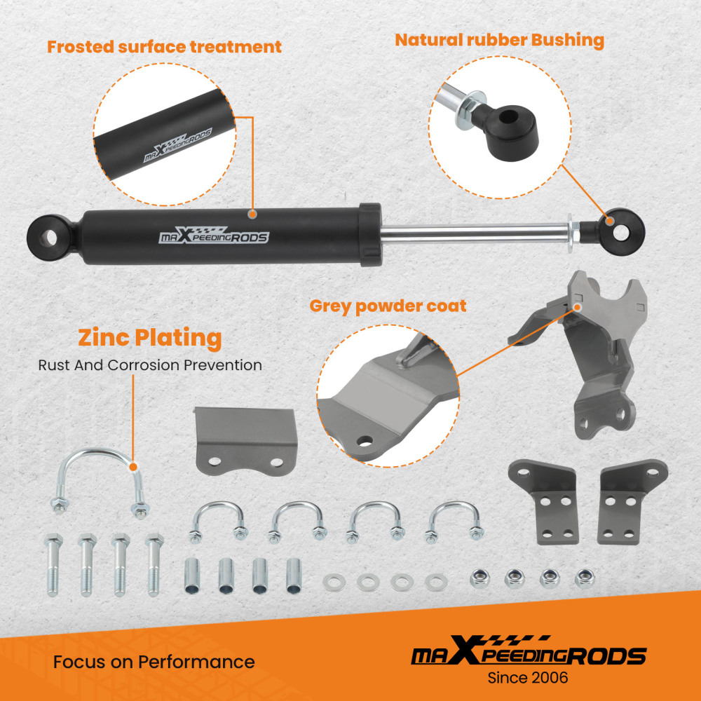 Front Dual Steering Stabilizer compatible for Jeep Wrangler JL/Compatible for Gladiator JT 4WD 18-23