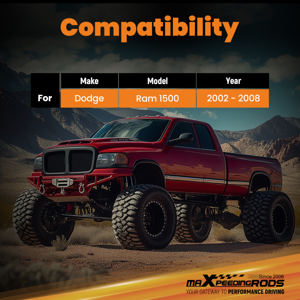 C-notch Frame Drop compatible for Dodge Ram 1500 02-08 Bolt-on Design Powder Coated Steel