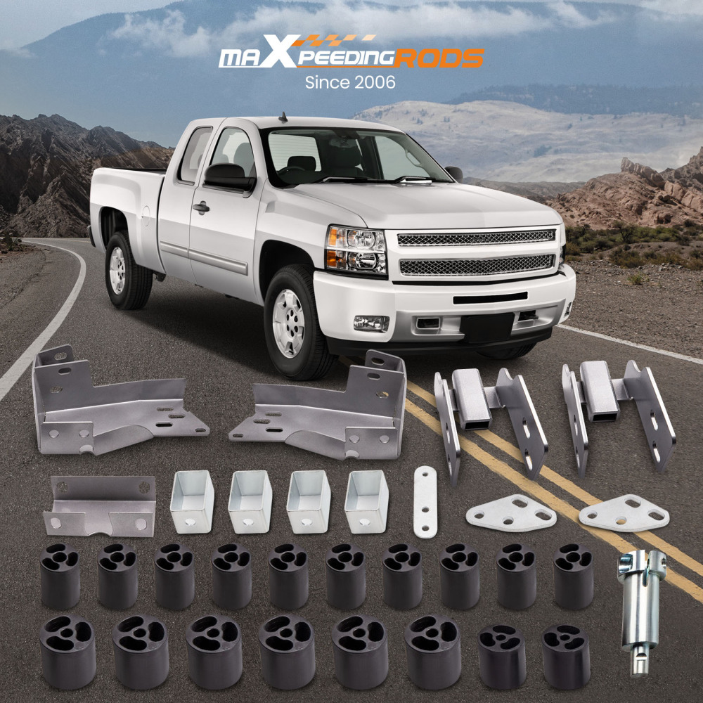 3 FrontRear Body Lift Kit compatible for Chevrolet Silverado 1500 2WD/4WD 2007-2013
