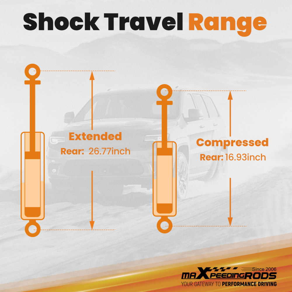 0-4 Rear Shock Absorbers Lift Kit compatible for GMC Sierra 1500 2WD 4WD 2007-2022