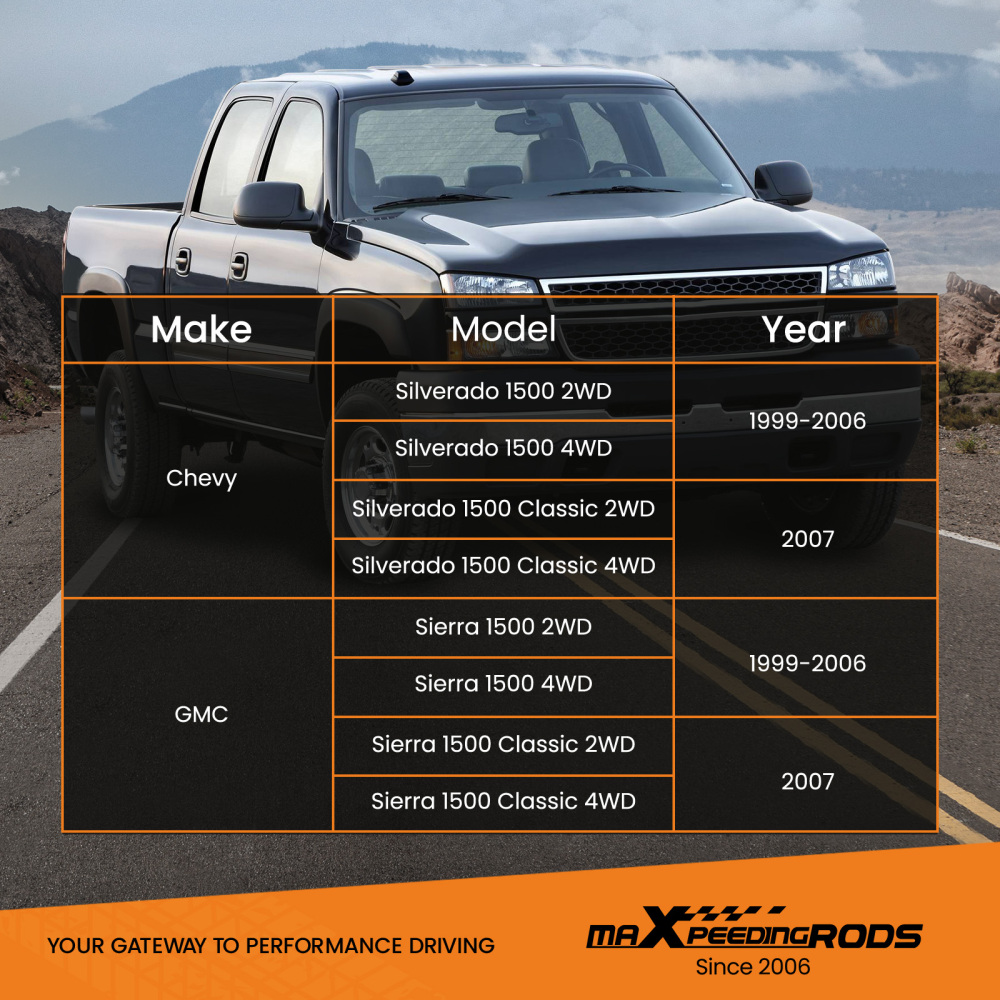 Rear Shock Absorbers ForChevy compatible for Silverado Sierra 1500 1999-06 Fit 0-2 Lift Kit