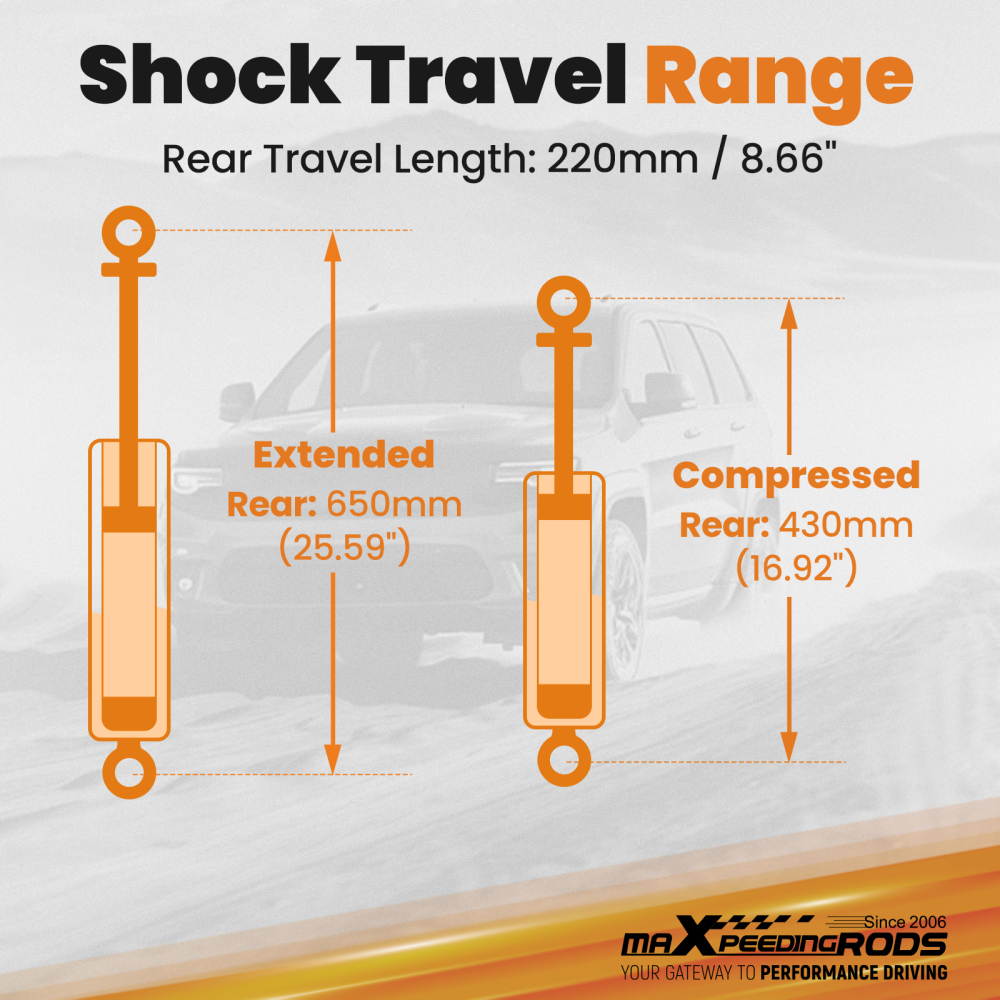 Front Shock Absorbers compatible for Jeep Cherokee XJ 84-01 compatible for Wrangler TJ 97-06 Fit 1-3 Lift