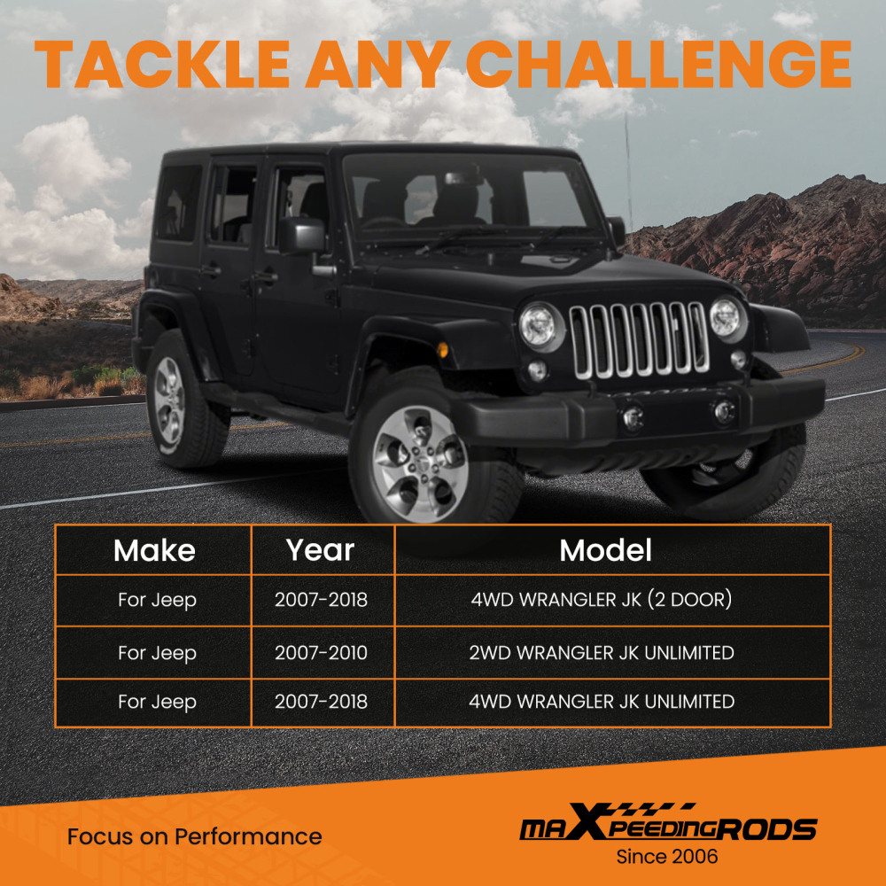 2x 3-4.5in Front Shock Absorbers compatible for Jeep Wrangler JK 2007-2018