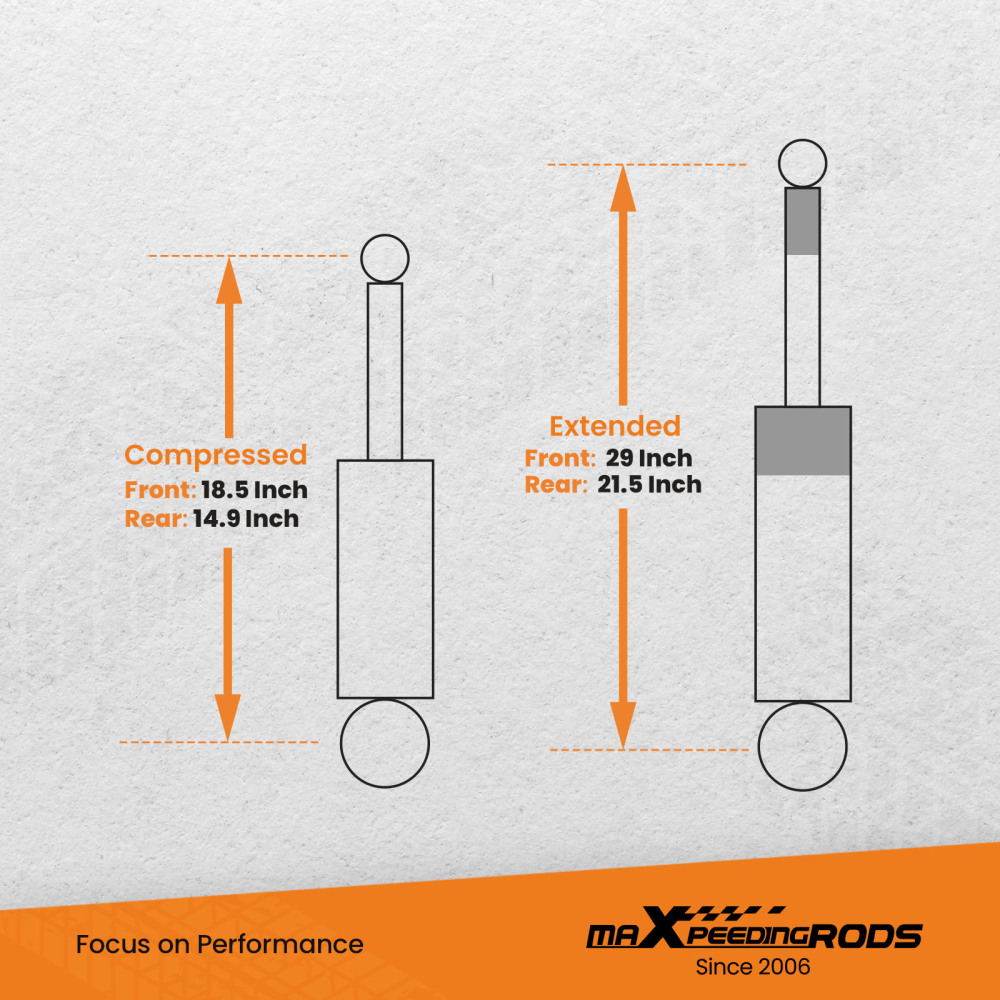 Front Rear Shock Absorbers compatible for Jeep Wrangler JK 07-18 w/ 3-4.5 Lift Set of 4