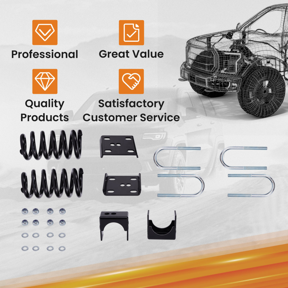 3 / 5 Drop Lowering Flip Kit w/ Coil Springs compatible for Chevy C10 compatible for GMC C15 1973-1987