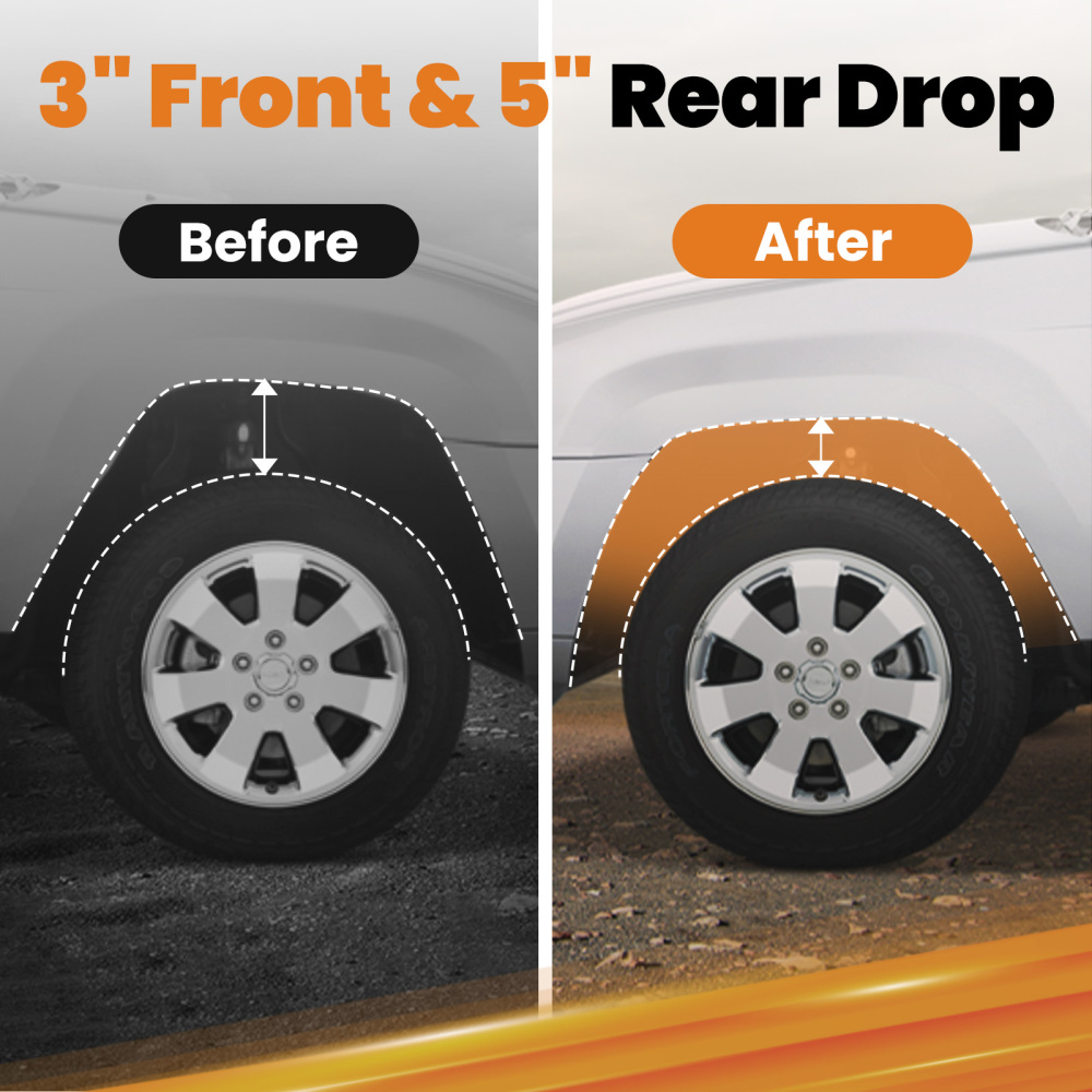 3 / 5 Drop Lowering Flip Kit w/ Coil Springs compatible for Chevy C10 compatible for GMC C15 1973-1987