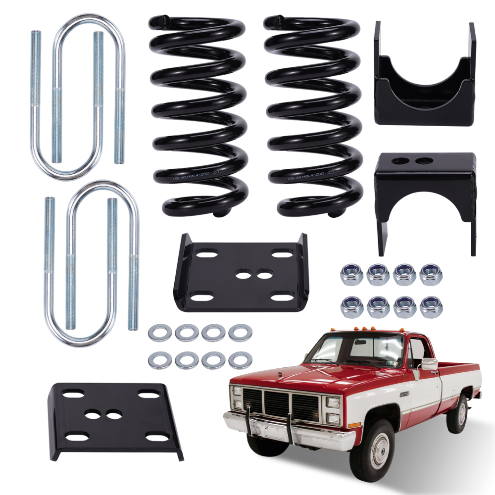 3 / 5 Drop Lowering Flip Kit w/ Coil Springs compatible for Chevy C10 compatible for GMC C15 1973-1987