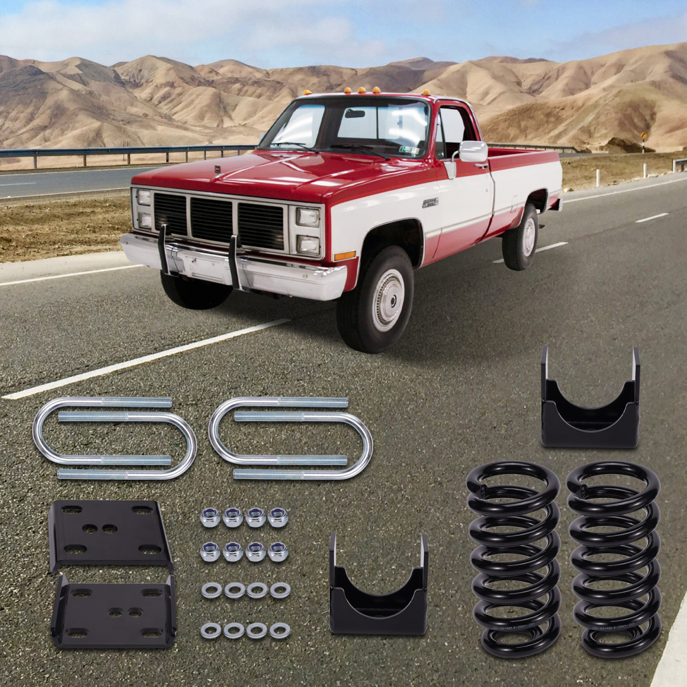 3 / 5 Drop Lowering Flip Kit w/ Coil Springs compatible for Chevy C10 compatible for GMC C15 1973-1987