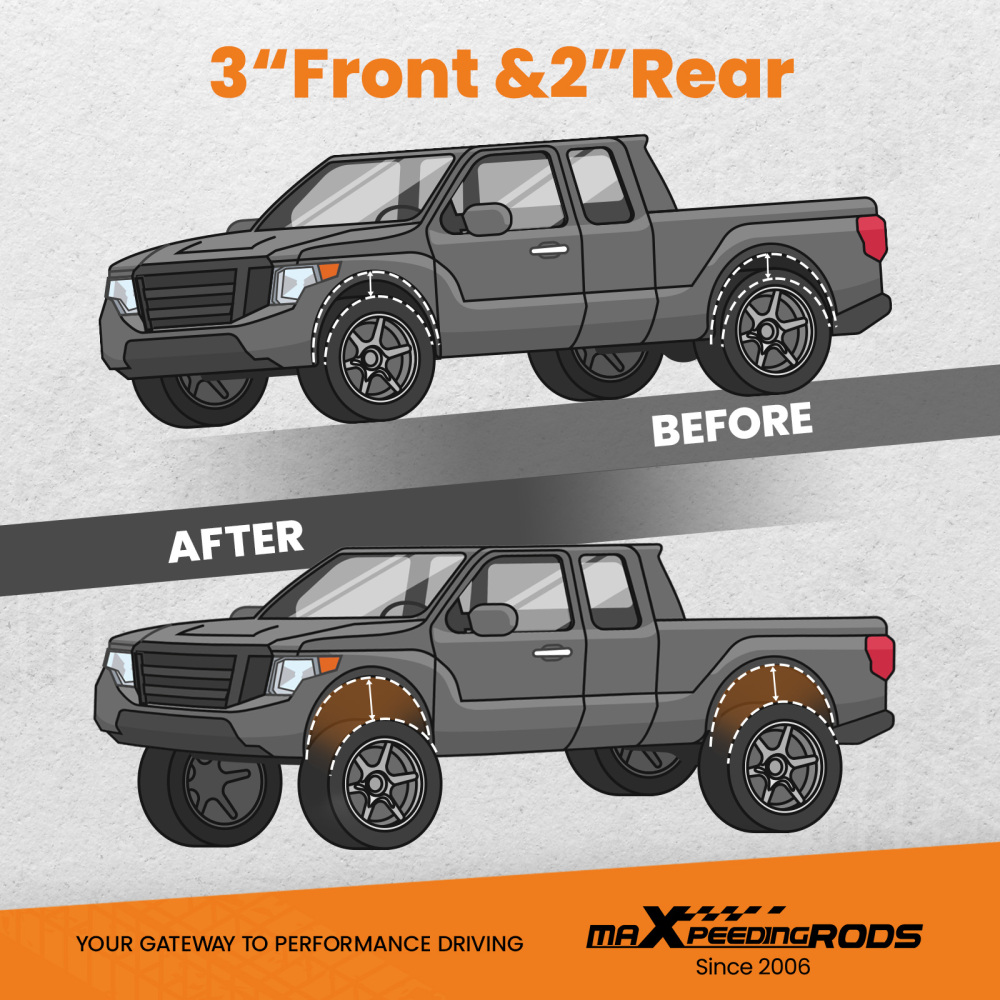 3.5 inch Front 2 inch Rear Lift Kit Spacers compatible for Silverado Sierra 1500 2007-2018 6-Lug