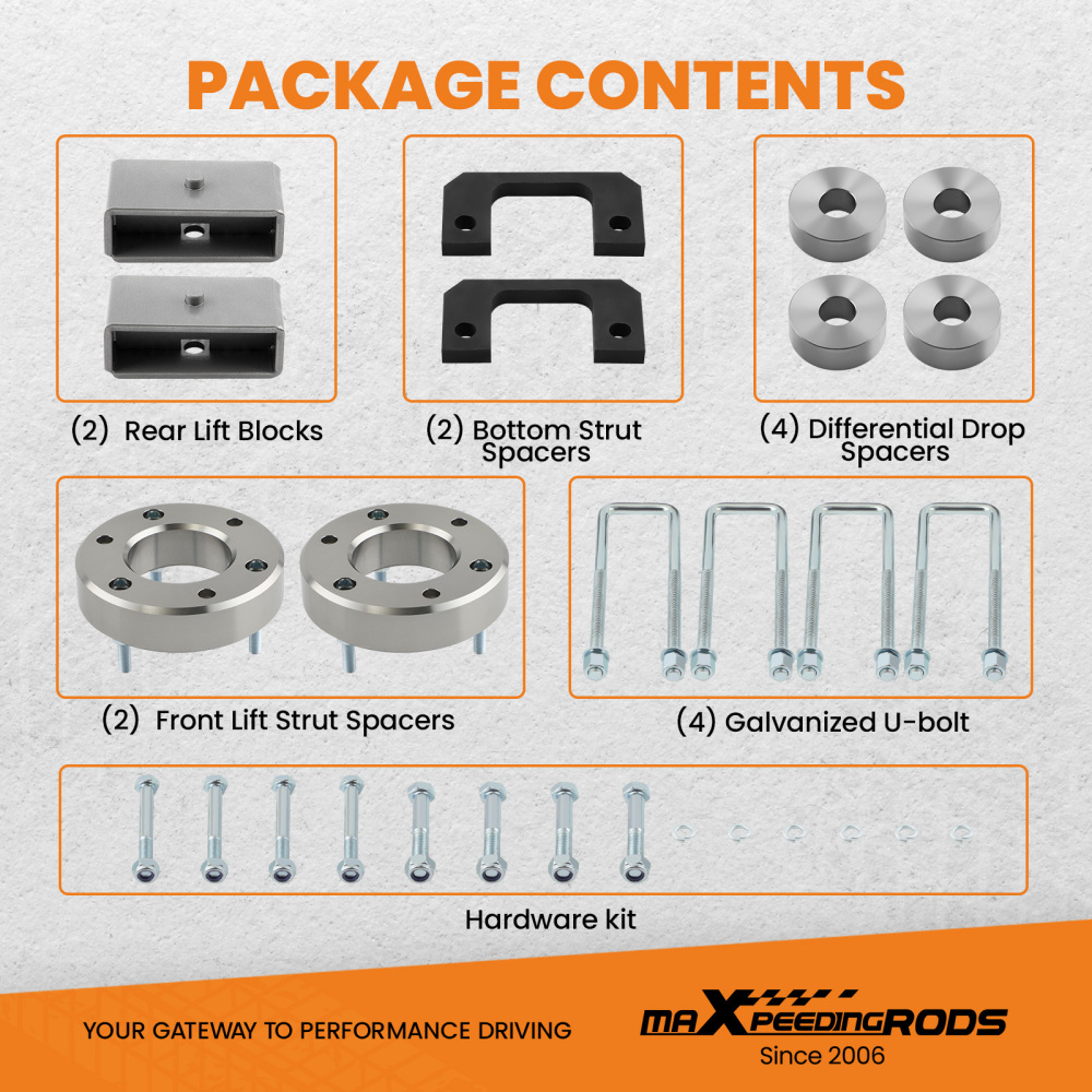 3.5 inch Front 2 inch Rear Lift Kit Spacers compatible for Silverado Sierra 1500 2007-2018 6-Lug