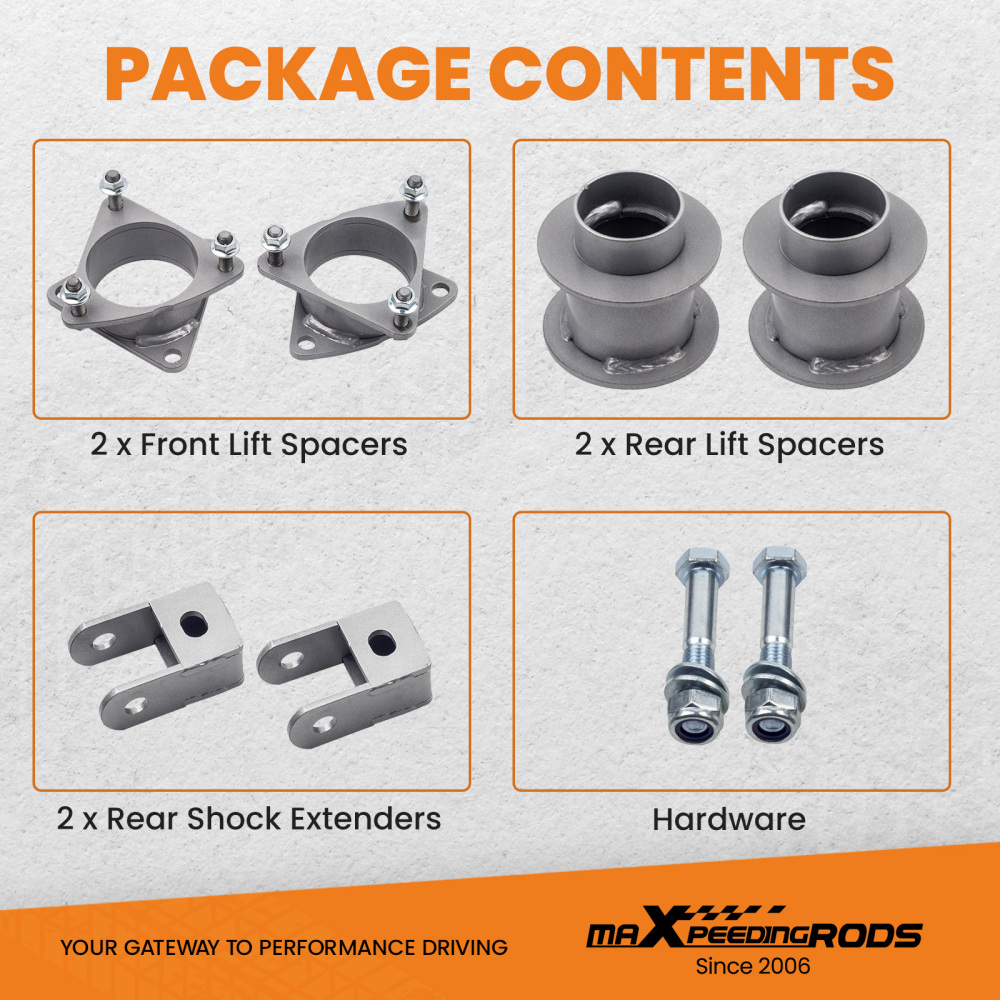 2 Front Rear 3 Lift Kit Spacer Compatible for Chevy Suburban 1500 compatible for Tahoe 6-Lug 2008-16