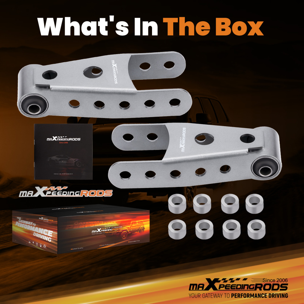 2-3 Rear Drop Shackle Lowering Kit compatible for GMC Sierra 1500 1/2 Ton 07-2018