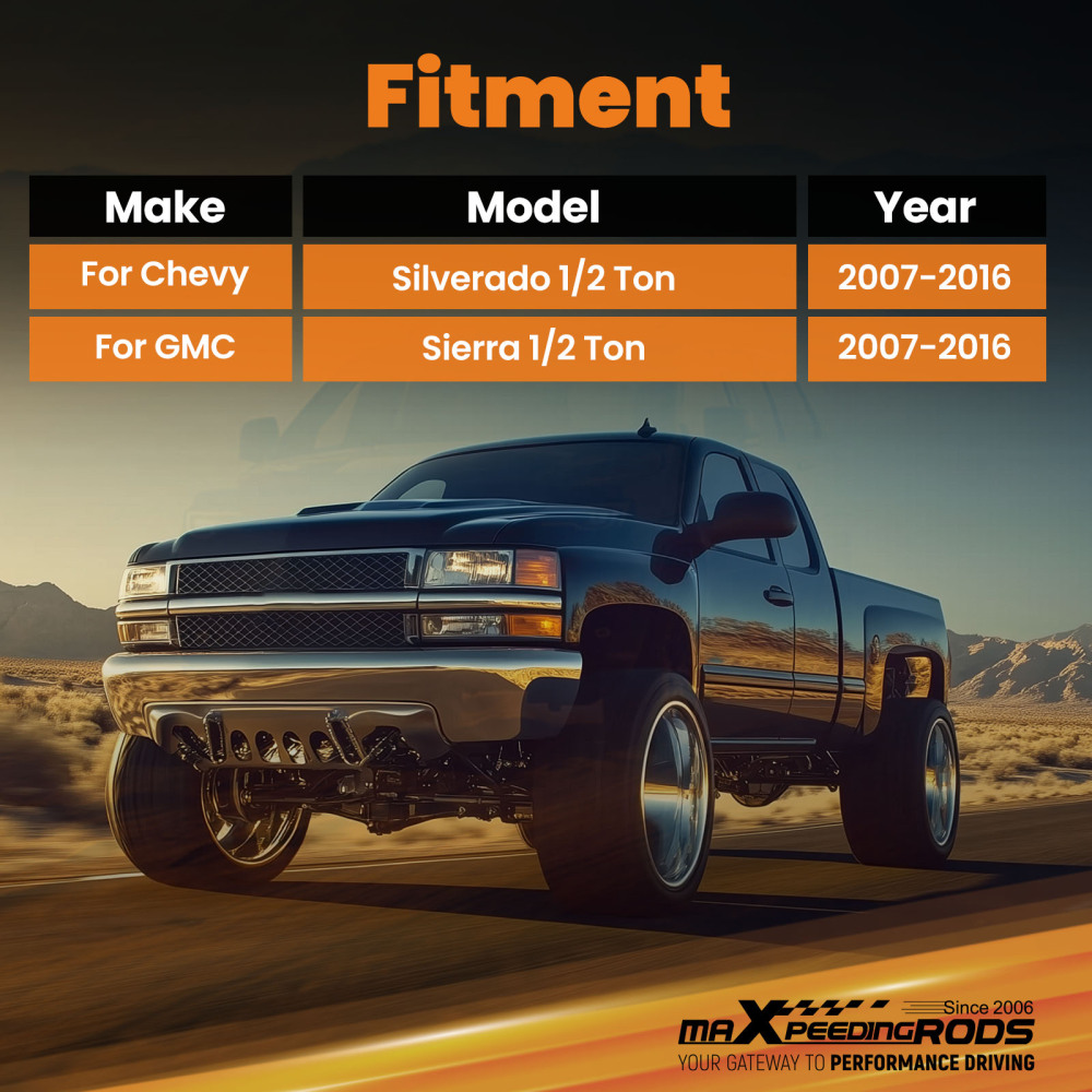 2-3 Rear Drop Shackle Lowering Kit compatible for GMC Sierra 1500 1/2 Ton 07-2018