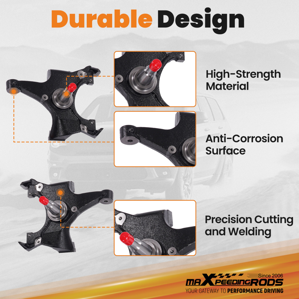 Front 2 Rear 1-2 Drop Kit compatible for Chevrolet GMC C1500 88-98 Drop Spindles+shackle