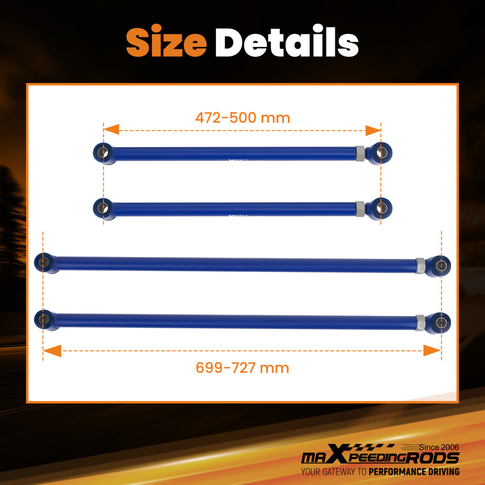 Triangulated Suspension 4 Link Kit 4x Bars compatible for Chevrolet S10 1994 95 96 97-04