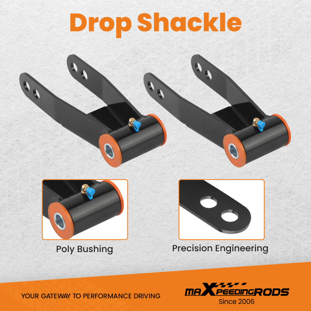 4 Drop Kit Rear ShacklesHangers compatible for Chevy Silverado GMC Sierra 1500 1999-06