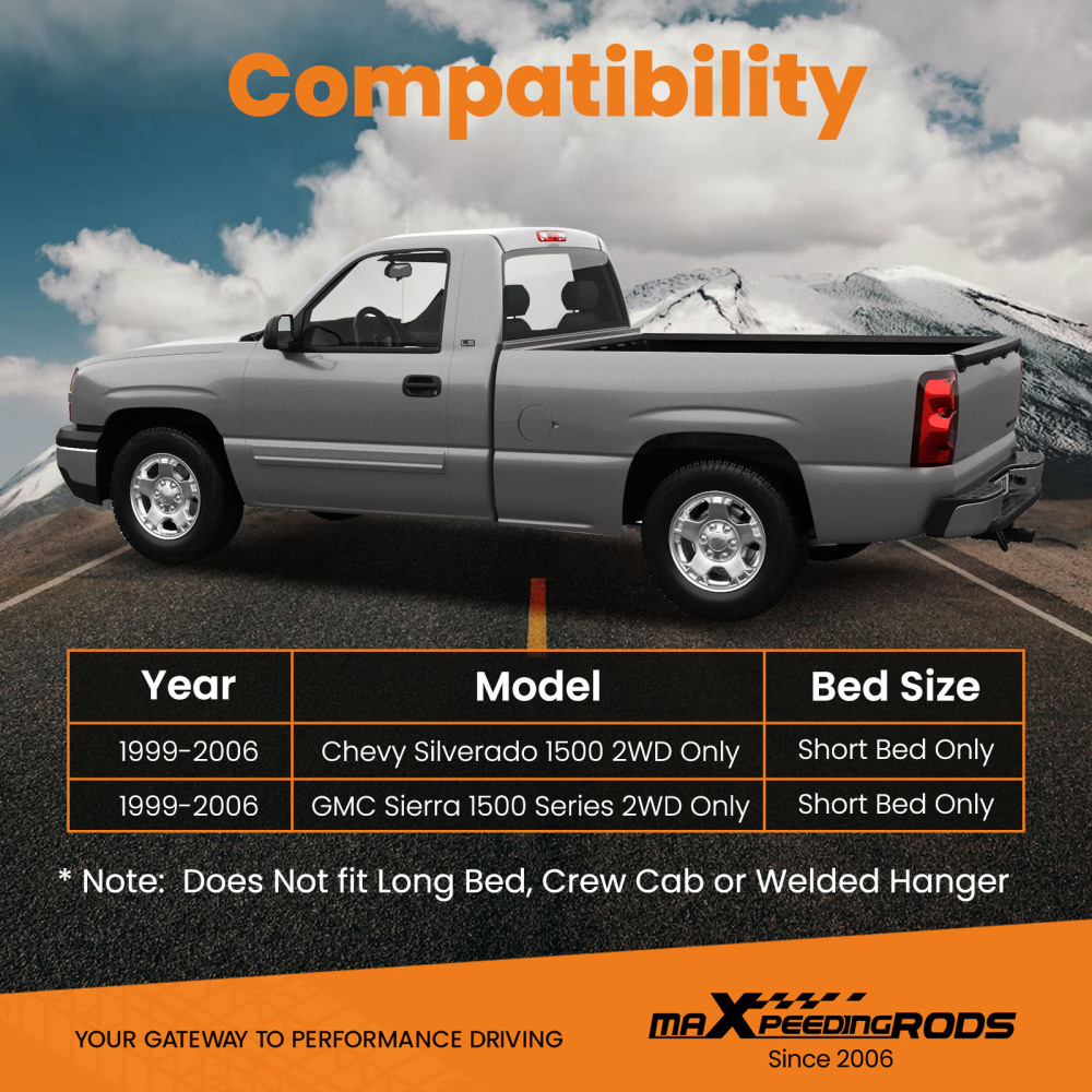 4 Drop Kit Rear ShacklesHangers compatible for Chevy Silverado GMC Sierra 1500 1999-06