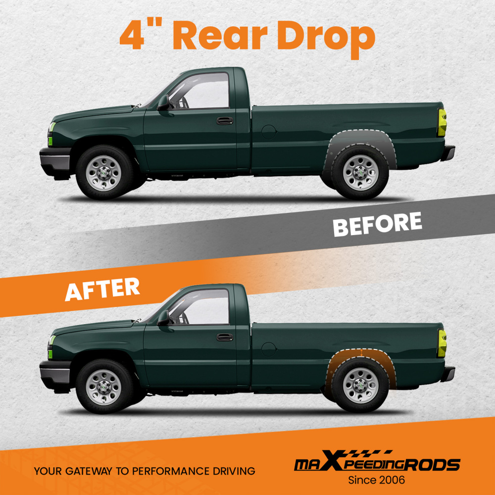 4 Drop Kit Rear ShacklesHangers compatible for Chevy Silverado GMC Sierra 1500 1999-06