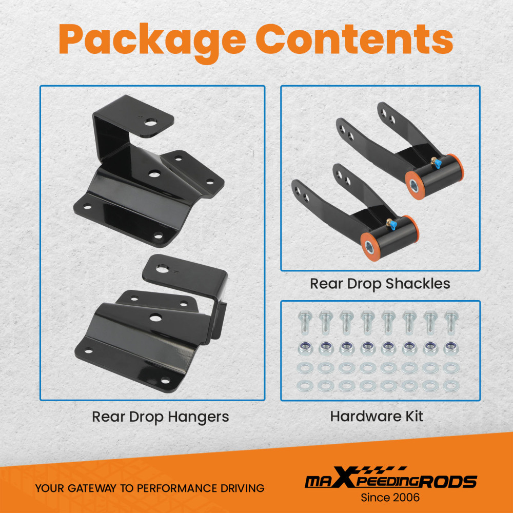 4 Drop Kit Rear ShacklesHangers compatible for Chevy Silverado GMC Sierra 1500 1999-06