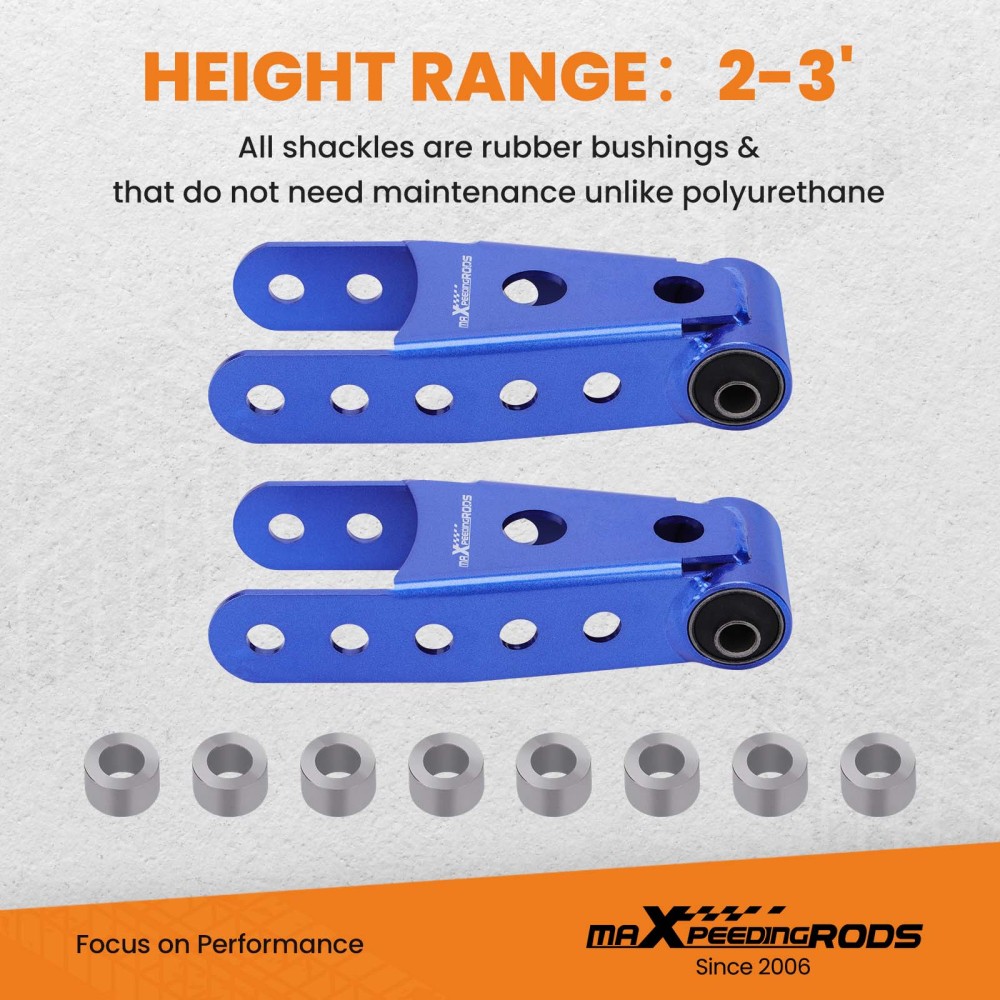 2-3 Rear Lowering Drop Shackles Kit compatible for Silverado/Sierra 07-16