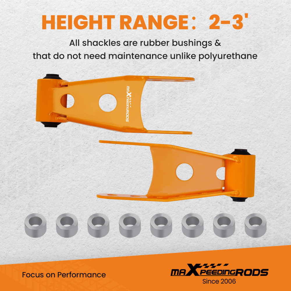 Rear 3 Drop Lowering Shackles Kit compatible for GMC Sierra 1500 SLE Crew Cab 2007