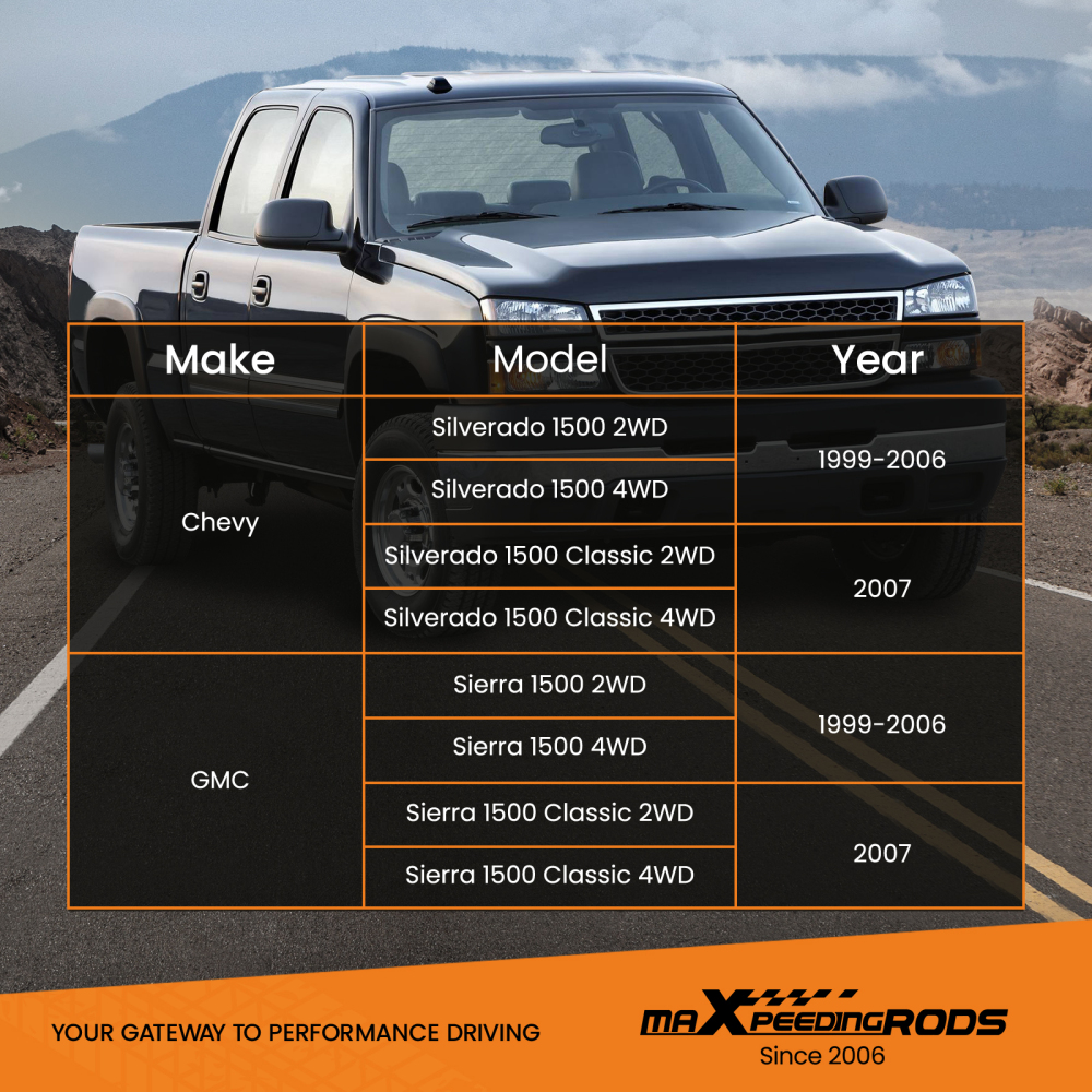 4x Shock Absorbers compatible for GMC Sierra 1500 4WD 1999-2006 Lifted 0-3