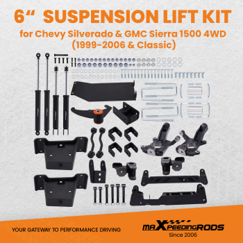 6 Suspension Lift Kit compatible for Chevy Silverado GMC Sierra 1500 4WD 1999-2006