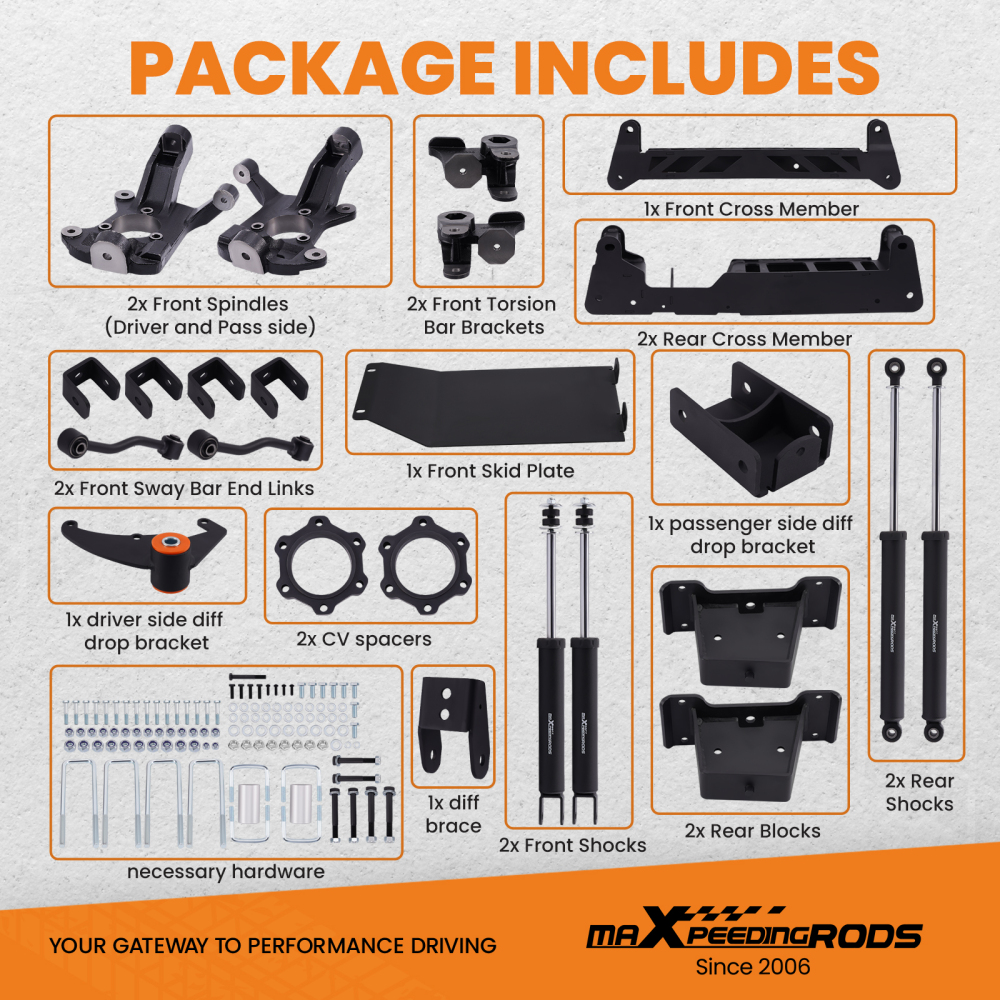6 Suspension Lift Kit compatible for Chevy Silverado GMC Sierra 1500 4WD 1999-2006