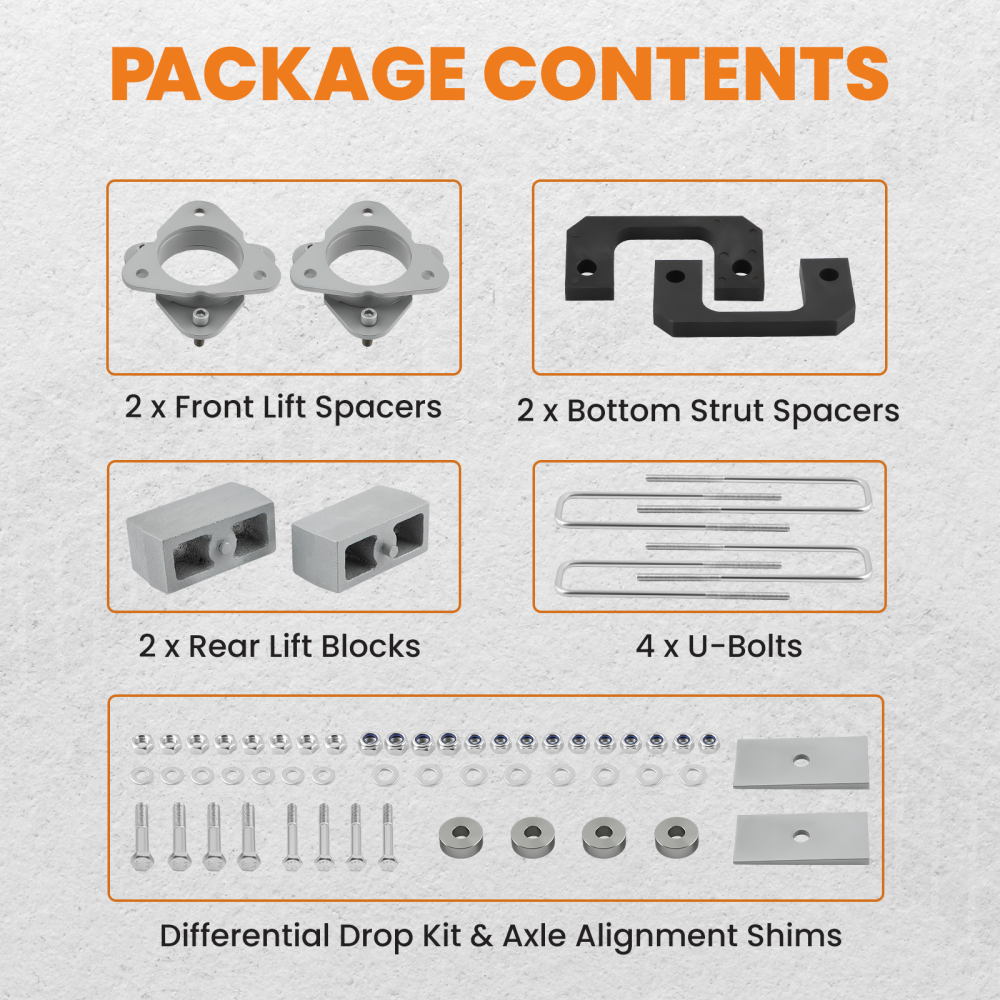 3.5 inch Front 3 inch Rear Lift Kit compatible for Chevrolet Silverado 1500 WT Standard Cab Pickup