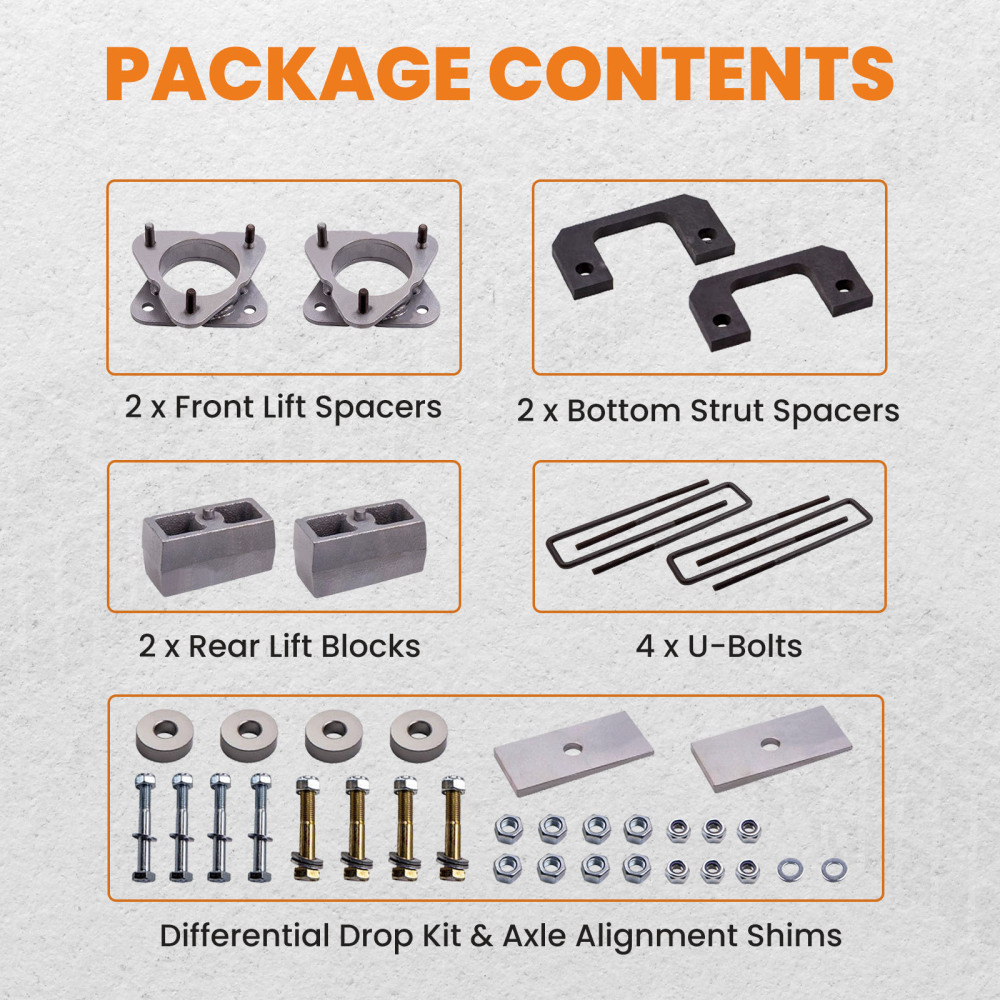 Compatible for Chevy Silverado 1500 4WD 2007-2018 3.5 inch Front + 3 inch inch Rear Lift Kit