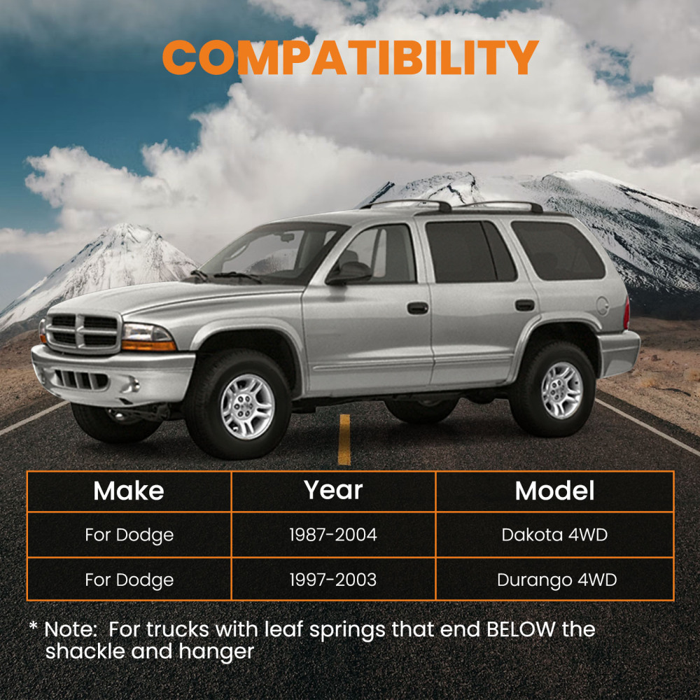 Front Rear Lift Kit Torsion Keys Shackles 3-2 inch compatible for Dodge Durango 1998-2003 4WD