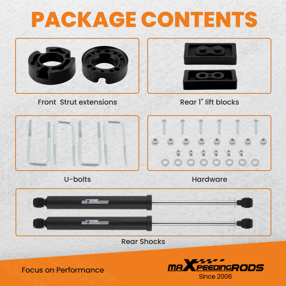 2.5 inch Suspension Lift Kit W/ Shocks compatible for Ford F-150 2WD 4WD 2004-2008