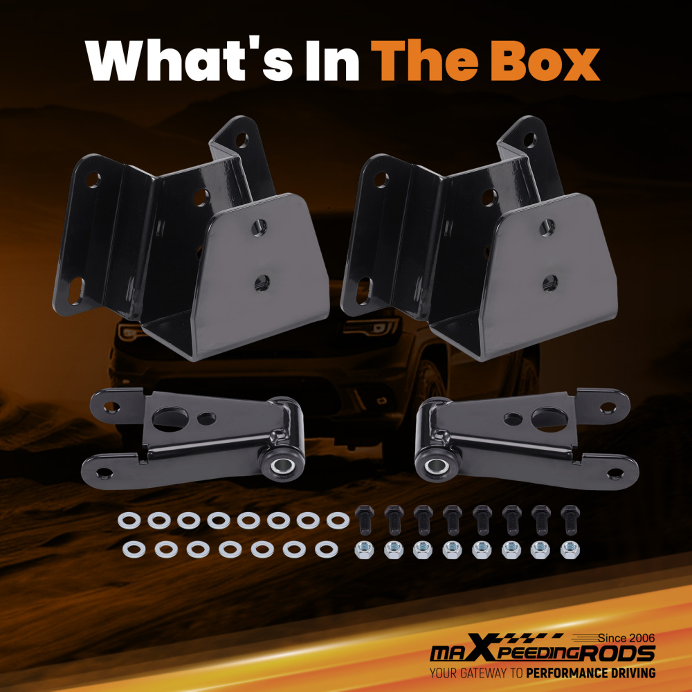 4 Rear Drop Lowering Kit Shackles Hangers compatible for Ford F-150 F-100 2WD 1973-1996