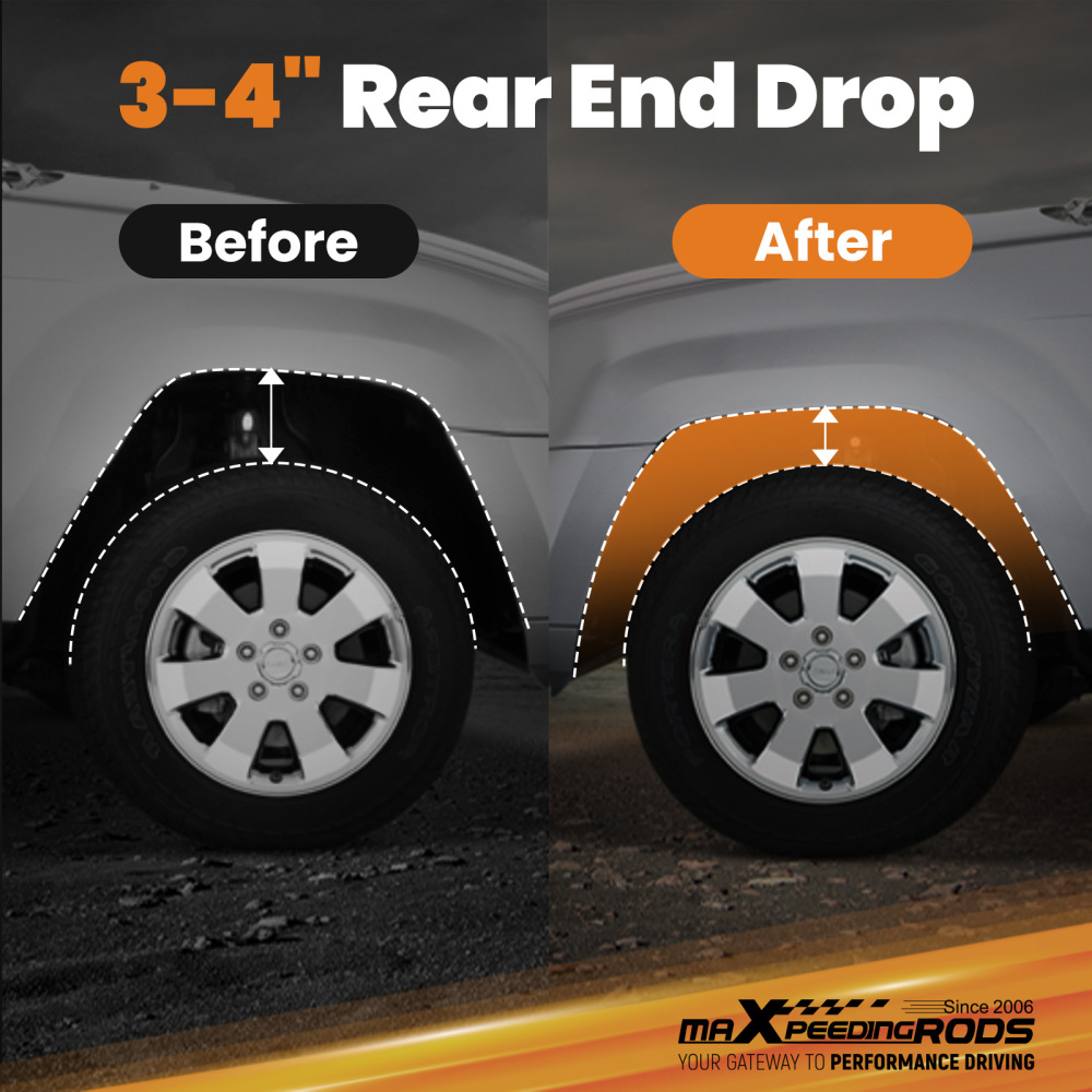 4 Rear Drop Lowering Kit Shackles Hangers compatible for Ford F-150 F-100 2WD 1973-1996