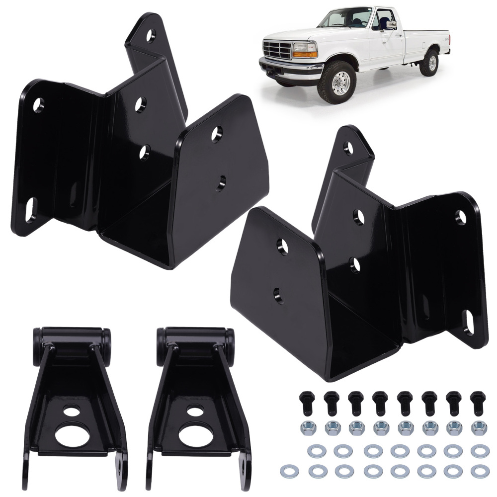 4 Rear Drop Lowering Kit Shackles Hangers compatible for Ford F-150 F-100 2WD 1973-1996