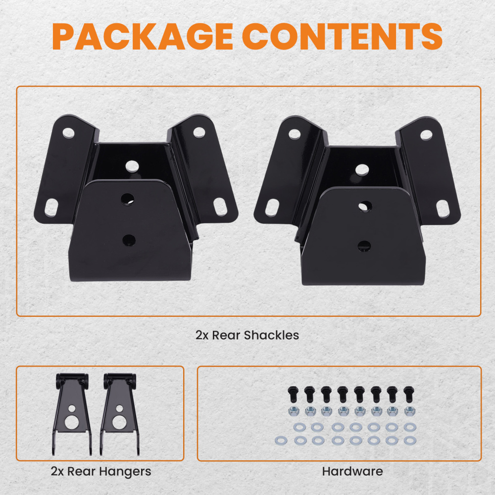 4 Rear Drop Lowering Kit Shackles Hangers compatible for Ford F-150 F-100 2WD 1973-1996