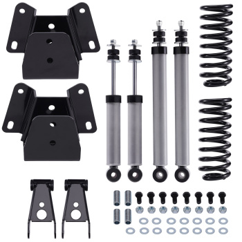3 Drop Lowering Springs 4 Shackles Hangers Shocks Kit compatible for Ford F100 F150 73-79